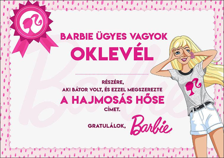 barbie oklevél hajmosás